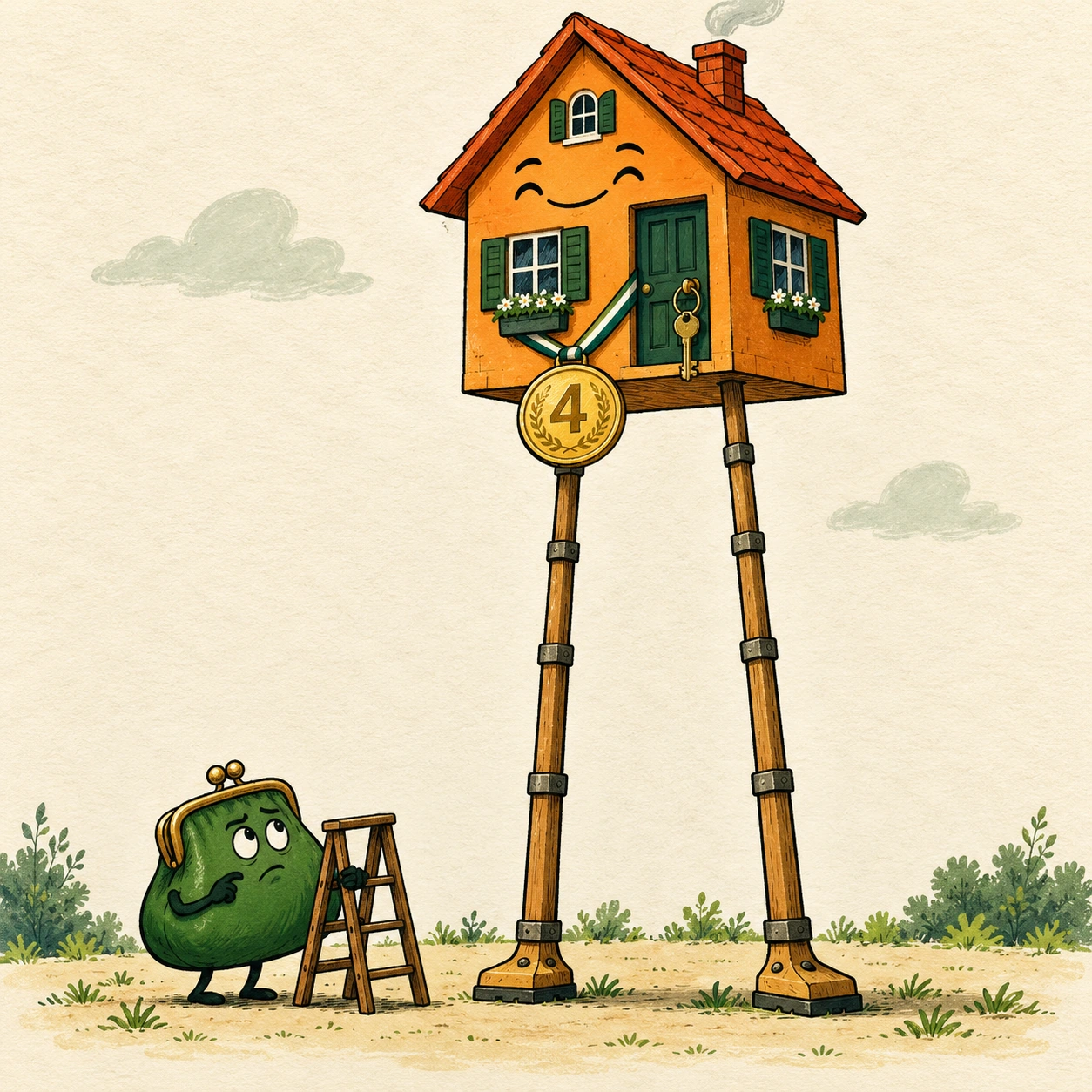 Ilustrație satirică: Casa primește medalie. Prețul urcă pe catalige.