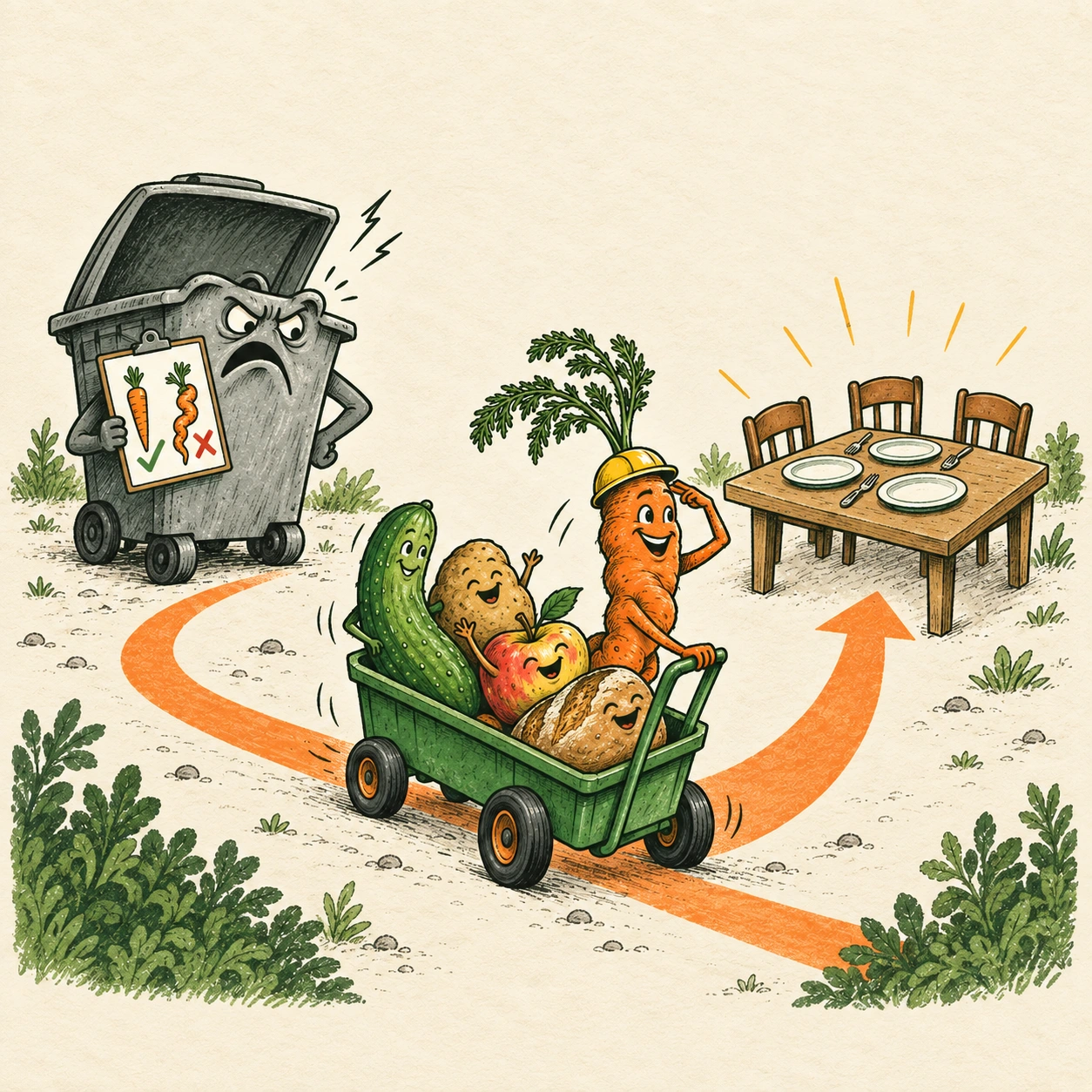 Ilustrație satirică: Morcovul strâmb refuză concedierea.