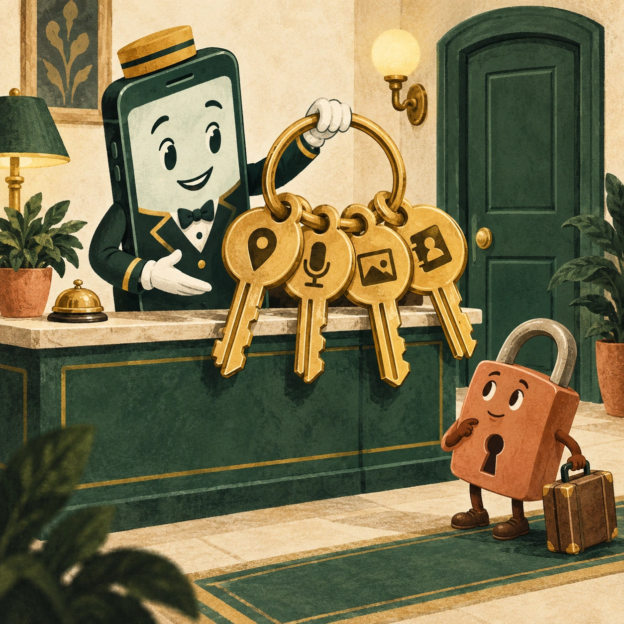 Ilustrație satirică: Aplicația cere o cheie. Brelocul e cât recepția.